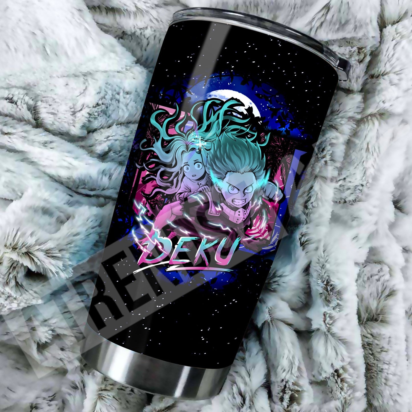 My Hero Academia Tumbler Deku Piggyback Eri Black Galaxy Tumbler Cup