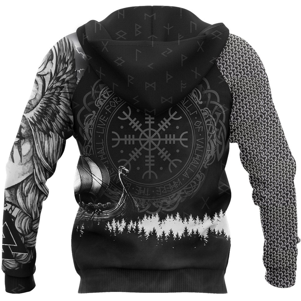 Viking Hoodie Viking Valkyrie Warrior Wolf Vegvisir The Viking Compass Hoodie Adult Full Size Full Print
