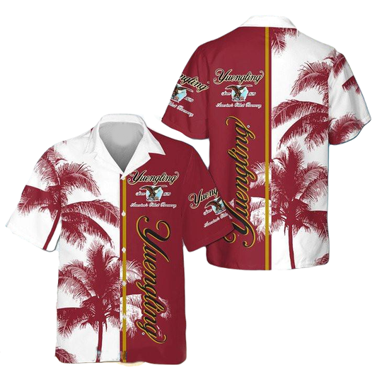Yuengling Hawaii Shirt Yuengling Beer Palm Tree Aloha Shirt Red White Unisex
