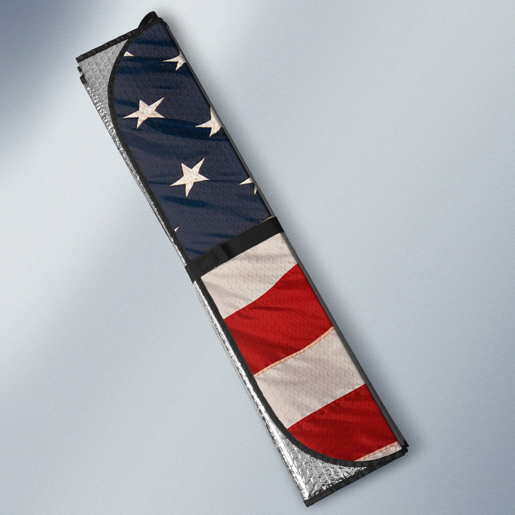 Veteran Car Sun Shade Bald Eagle American Flag Auto Sun Shade
