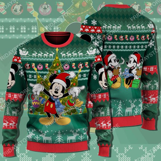 Unifinz DN Sweater Happy Mouse With Christmas Tree Christmas Sweater High Quality MK Mouse Ugly Sweater 2022