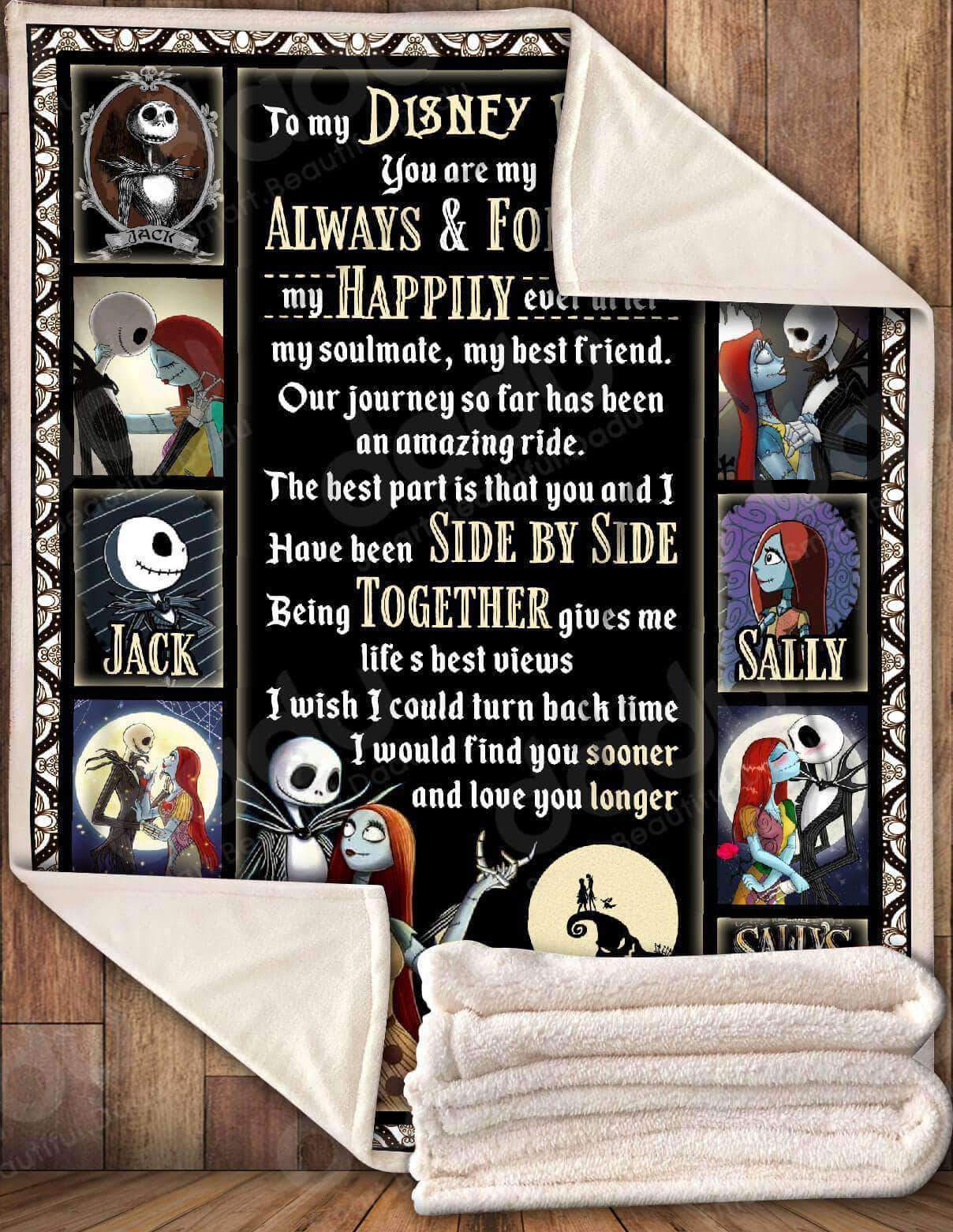 Nightmare Before Christmas Blanket To My Disney Wife I Love You Jack And Sally Blanket