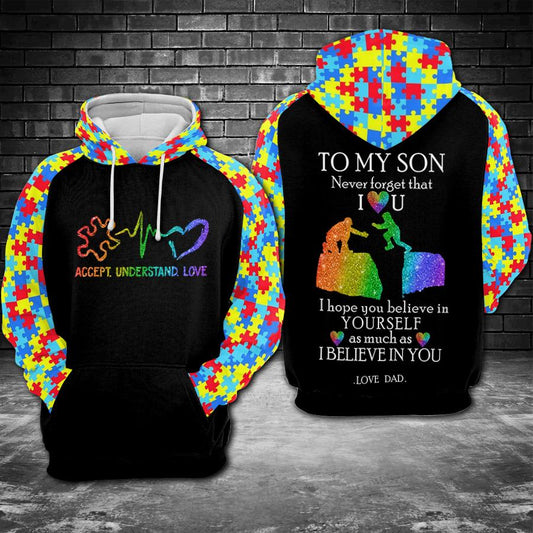 Unifinz Father Autism Hoodie To My Son Never Forget That I Love You Hoodie Father's Day Gift Autism Apparel 2022