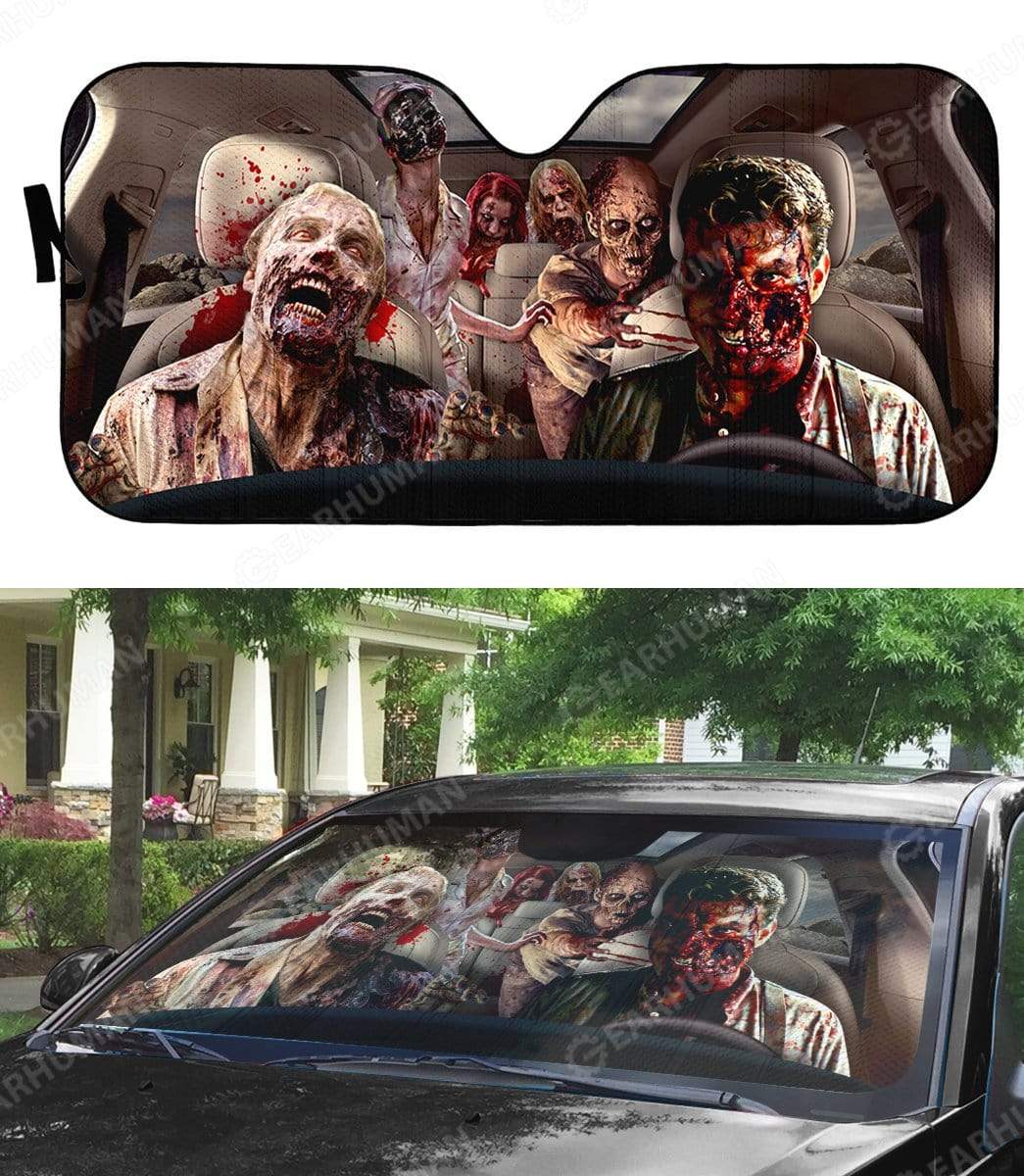 Zombie Car Sun Shade Scary Bloody Zombie In Car Windshield Sun Shade