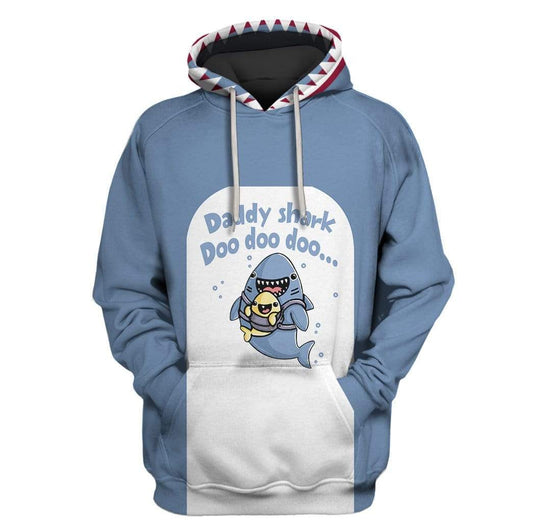 Unifinz Father Shark Hoodie Baby Shark Father Shark Blue Cute High Quality Hoodie Shark Apparel Father's Day Gift 2022