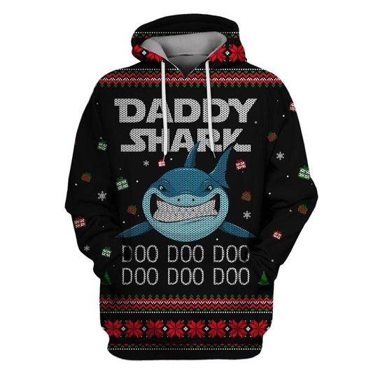 Unifinz Dad Shark Hoodie Daddy Shark Doo Doo Doo Doo Hoodie Shark Apparel Gift For Father 2022