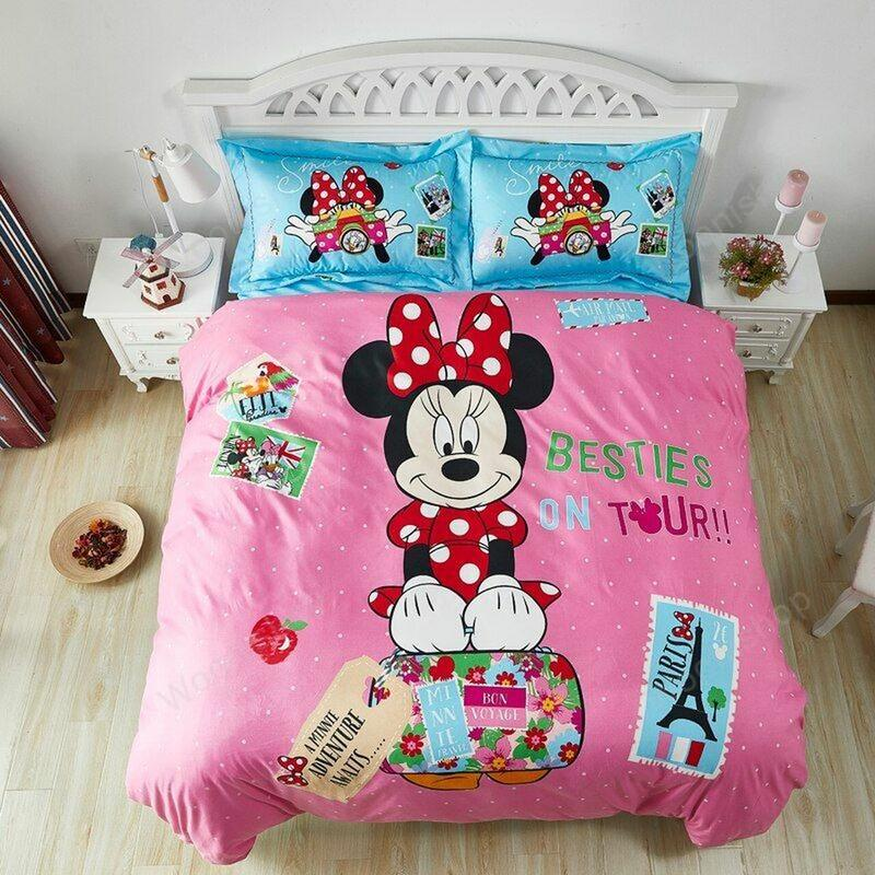 Minnie Bedding Set DN Minnie Bestie On Tour Duvet Covers Pink Blue Unique Gift