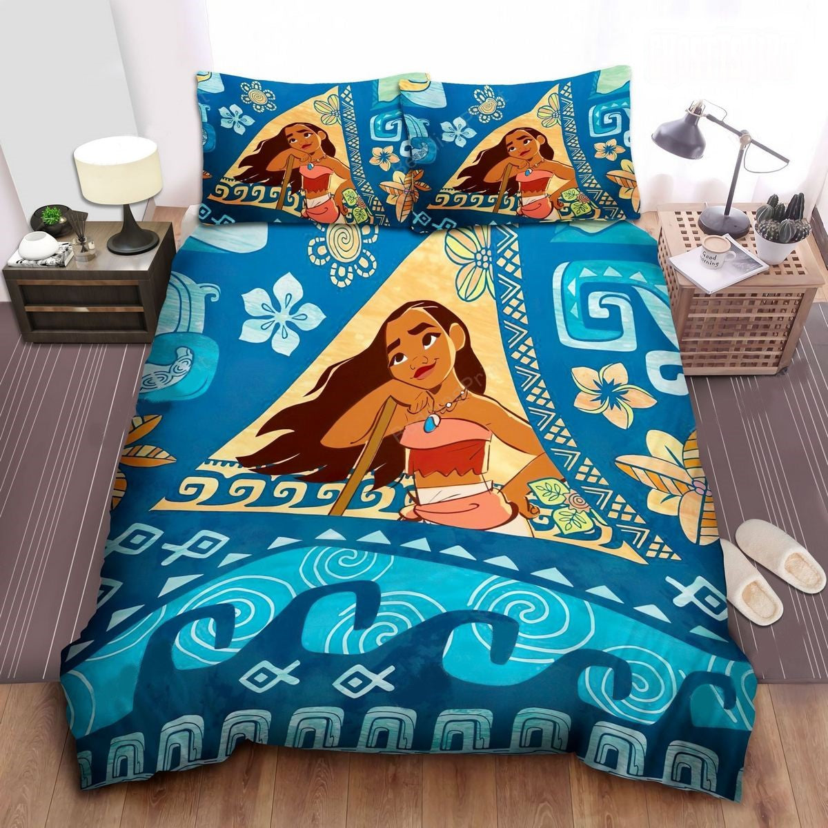 Moana Bedding Set DN Princess Moana Among Waves Duvet Covers Blue Unique Gift