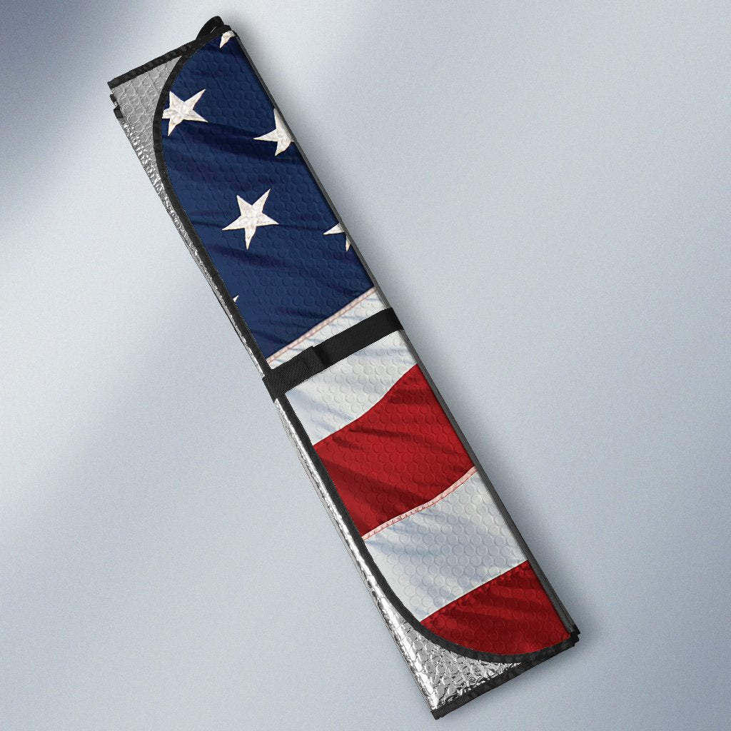 Veteran Car Sun Shade Two Bald Eagle Inside American Flag Auto Sun Shade