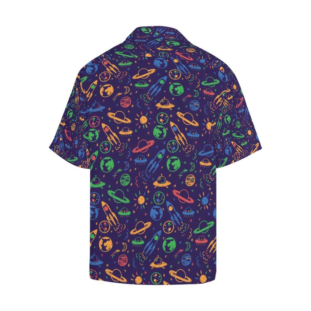Unifinz UFO Hawaii Shirt Space Planet UFO Pattern Blue Hawaiian Aloha Shirt 2022