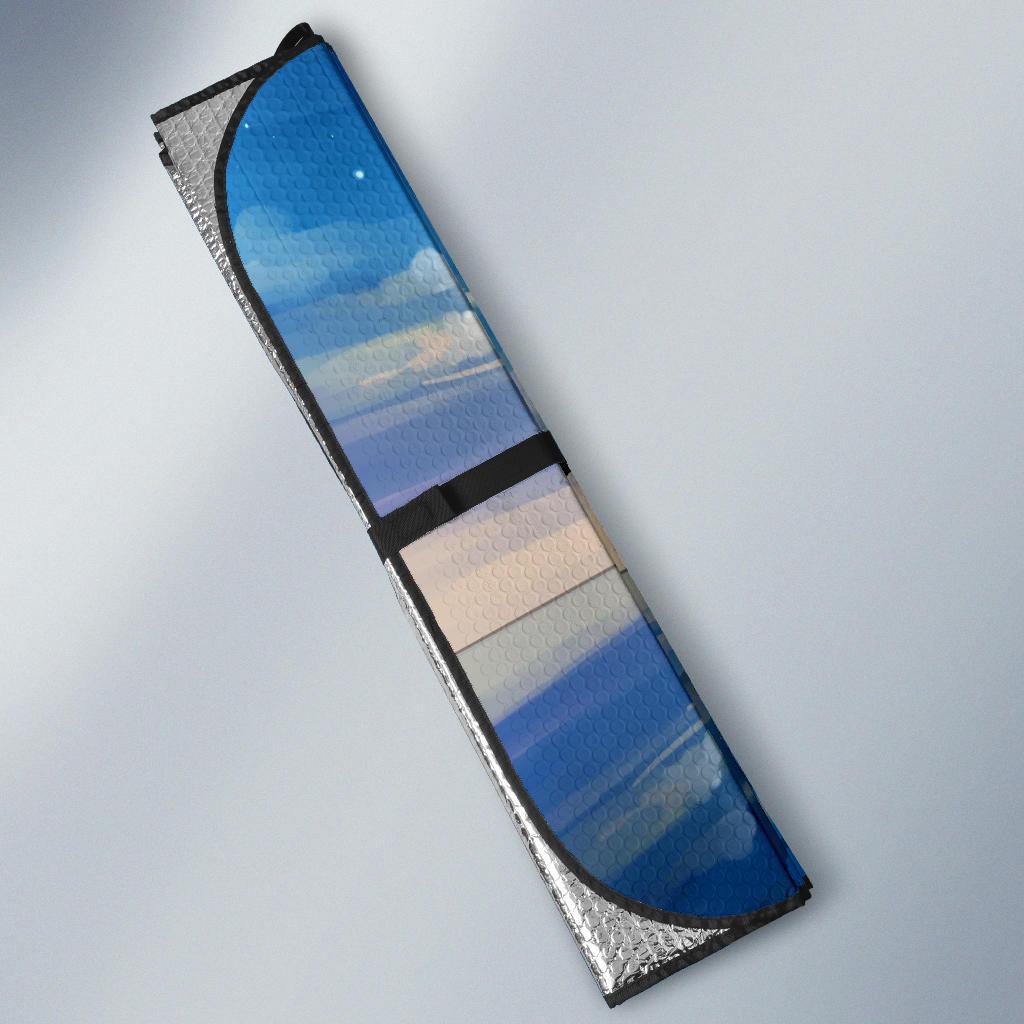 One Piece Car Sun Shades Go To New World Characters Silhouette Blue Windshield Sun Shade