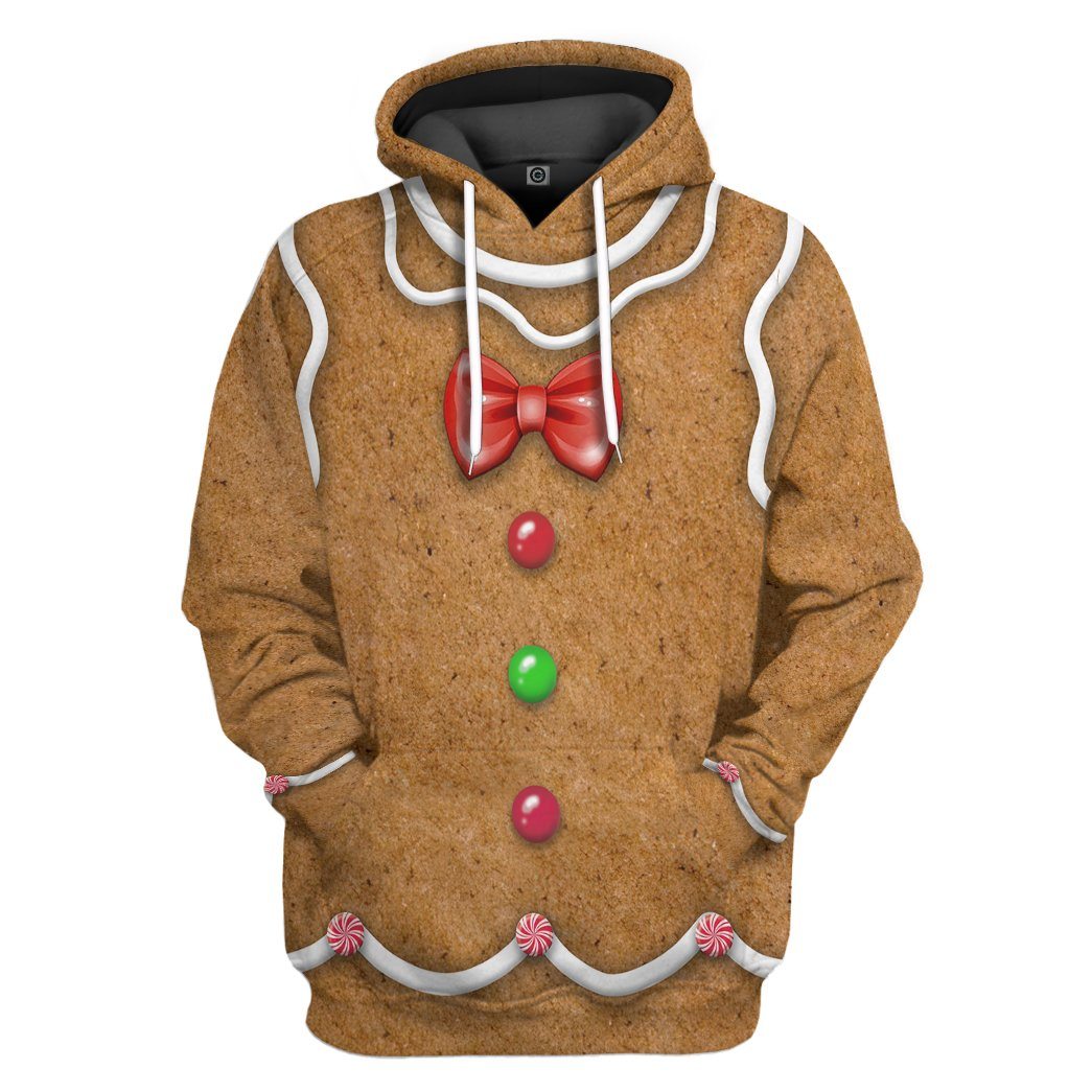 Halloween Hoodie Gingerbread Costume Brown Hoodie Adult Full Print Full Size Halloween Costume