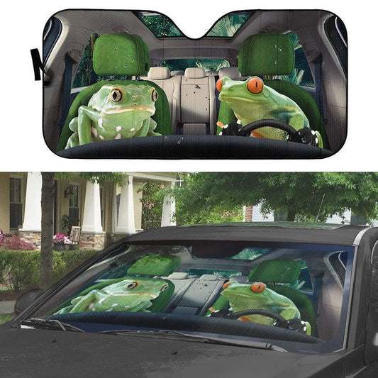  Frog Car Sun Shade Two Frog In The Car Windshield Sun Shade