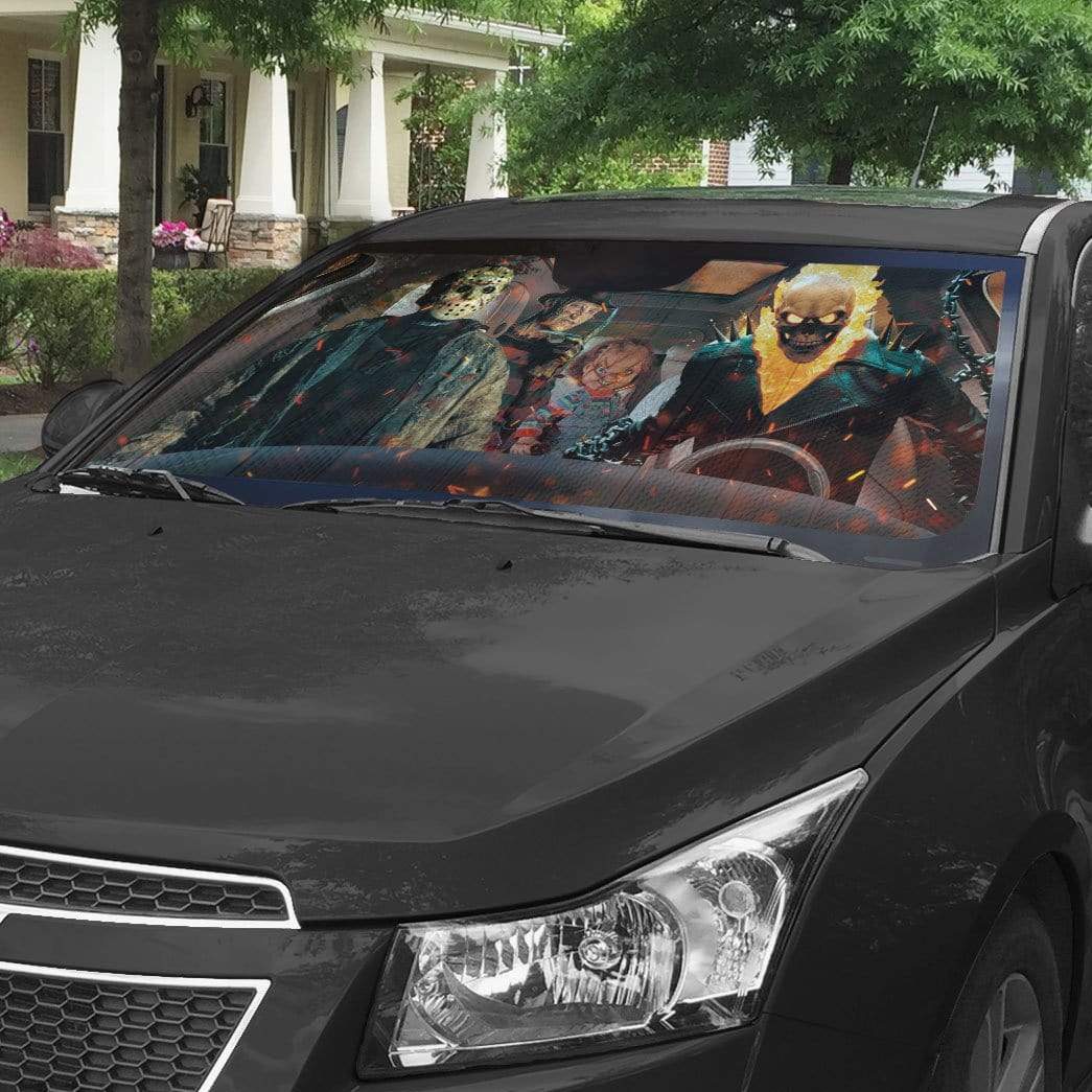 Horror Car Sun Shade Ghost Rider Jason Voorhees Chucky Auto Sun Shade