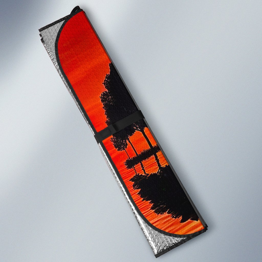 Hippie Car Sun Shade Guitar Island Sunset Car Auto Sun Shade