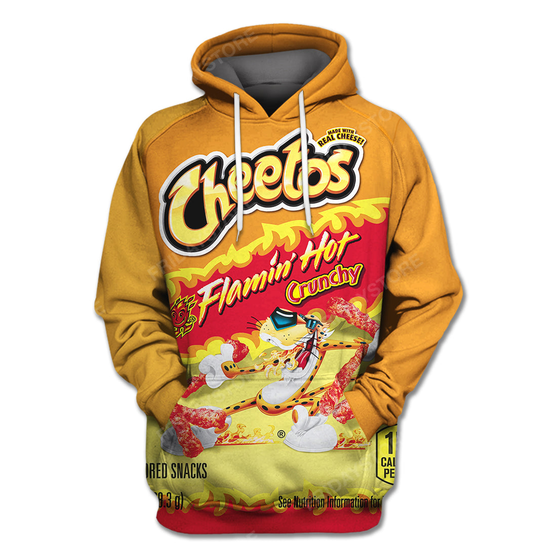 Cheetos T-shirt Cheetos Flaming Hot Crunchy Orange T-shirt Hoodie Adult Full Size Full Print