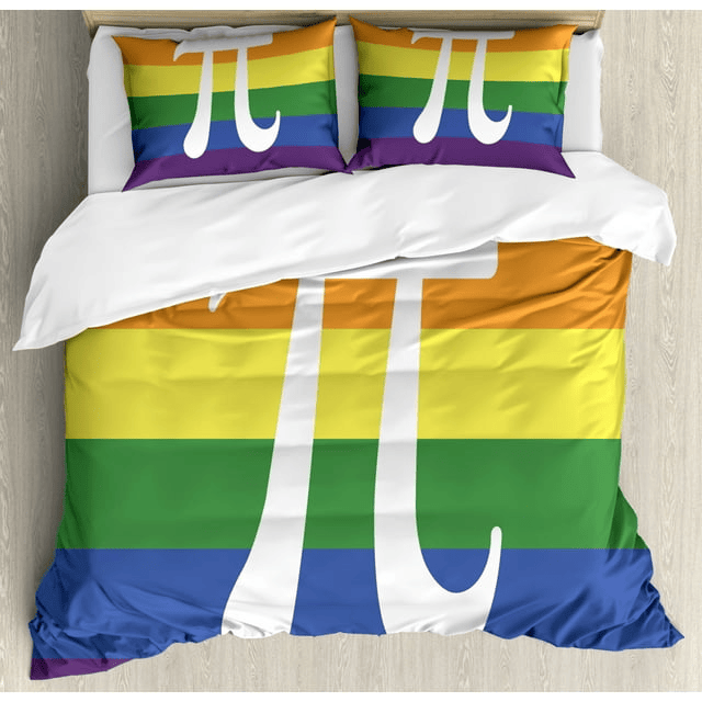 Pi Bedding Set Pi Symbol Rainbow Colors Lines Duvet Covers Colorful Unique Gift