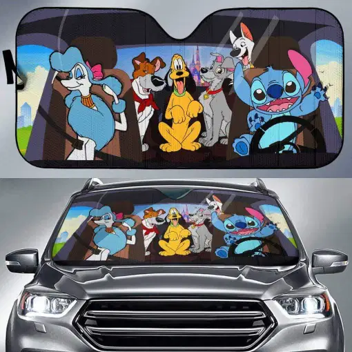 DN Car Sun Shade Stitch Pluto The Tramp Windshield Sun Shade