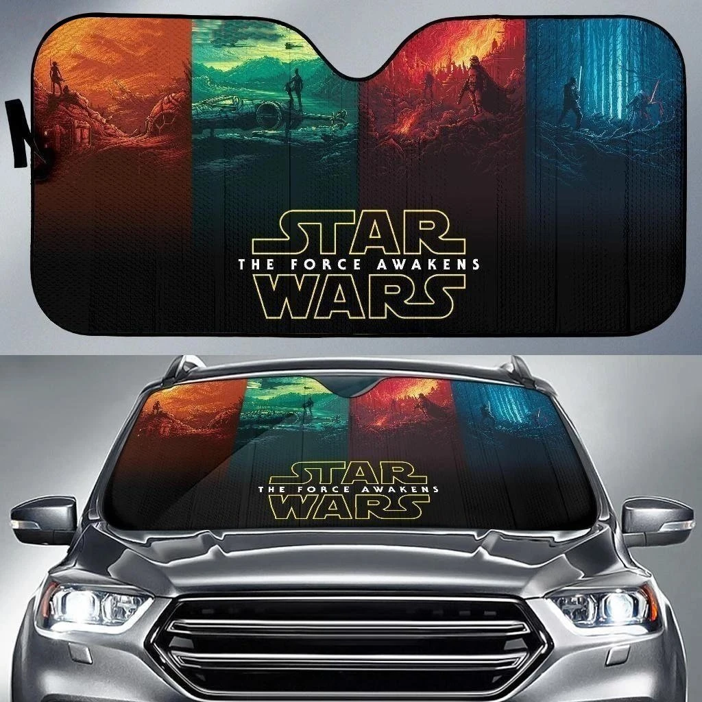 Star Wars Car Sun Shade Star Wars The Force Awakens Orange Green Red Blue Windshield Sun Shade