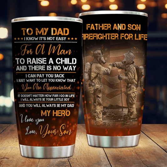 Unifinz Firefighter Father And Son Tumbler Cup Firefighter For Life Tumbler Firefighter Travel Mug 2022