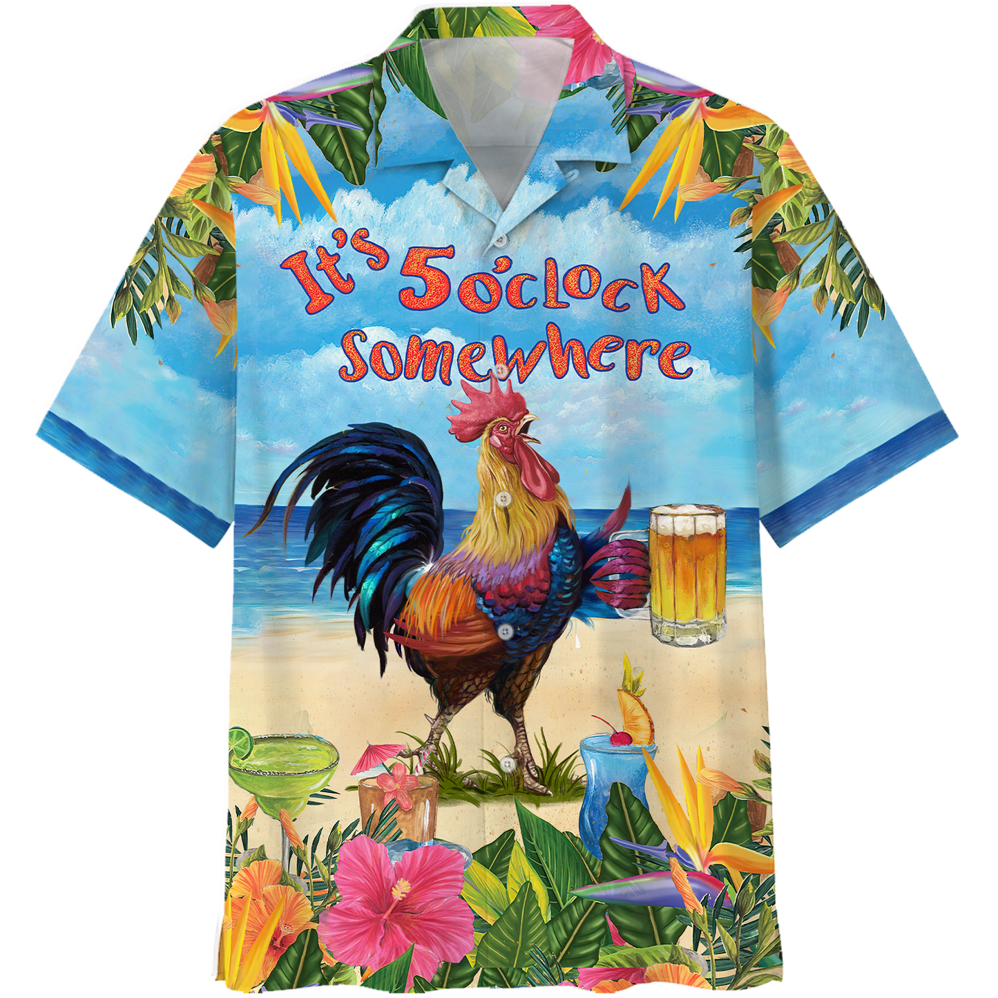 Beer Hawaiian Shirt Chicken Beer It's 5 O' Clock Somewhere Aloha Shirt