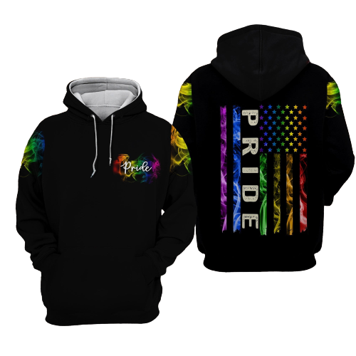 Unifinz LGBT Shirt LGBT Color American Flag Pride Black T-shirt LGBT Hoodie 2022