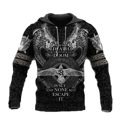 Viking Hoodie Fear Not Death For The Hour Of Your Doom Is Set None May Escape It Viking Norse Art Hoodie Adult Full Size