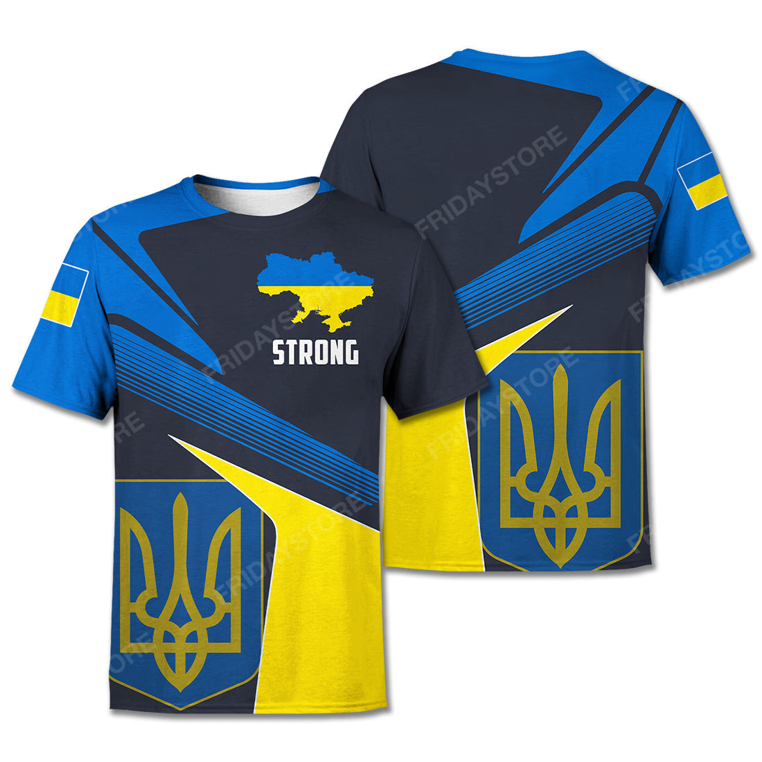 Ukraine T-Shirt Ukraine Flag Coat Of Arms Strong Black Blue Yellow Hoodie Ukraine Hoodie