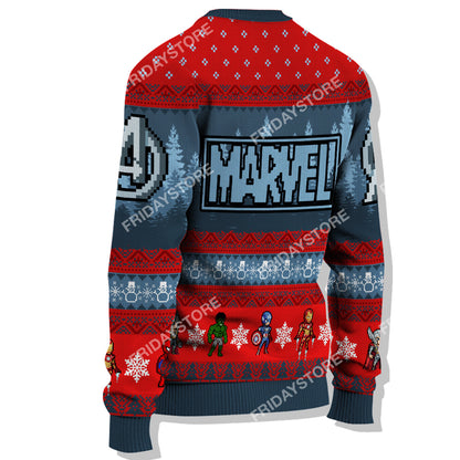 Unifinz MV Ugly Sweater MV Super Heroes With Christmas Tree Christmas Sweater Amazing MV Avengers Sweater 2023