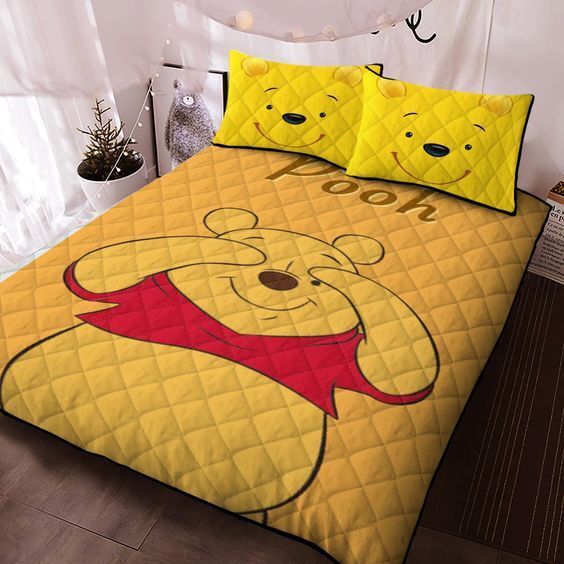 WTP Bedding Set DN Cute Pooh Bear Graphic Duvet Covers Yellow Unique Gift