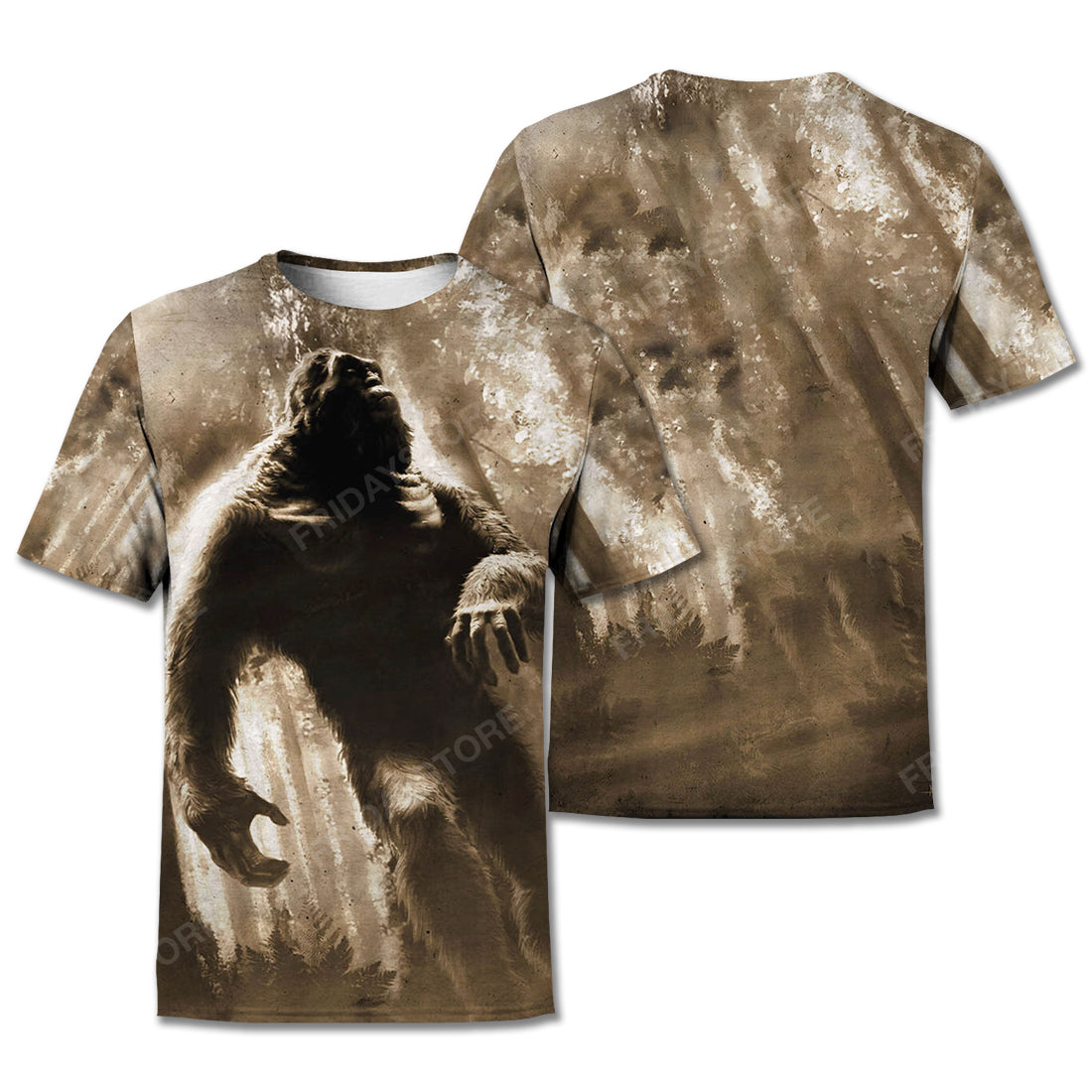 Unifinz Bigfoot Shirt Vintage Bigfoot Earth Tone Forest Hoodie Apparel Men Women Adult Full Print 2022