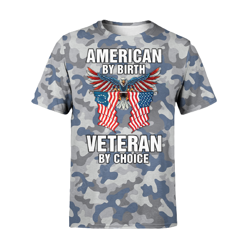 Unifinz Veteran T-shirt American By Birth Veteran By Choice Blue Grey Camouflage T-shirt Veteran Hoodie Sweater Tank 2022