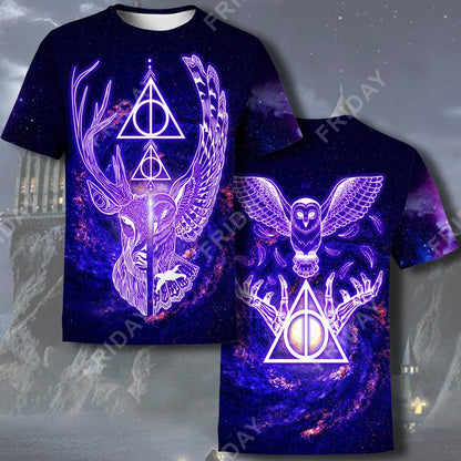 Unifinz HP T-shirt Deathly Hallows Deer And Owl Galaxy T-shirt Awesome High Quality HP Hoodie Sweater Tank 2026