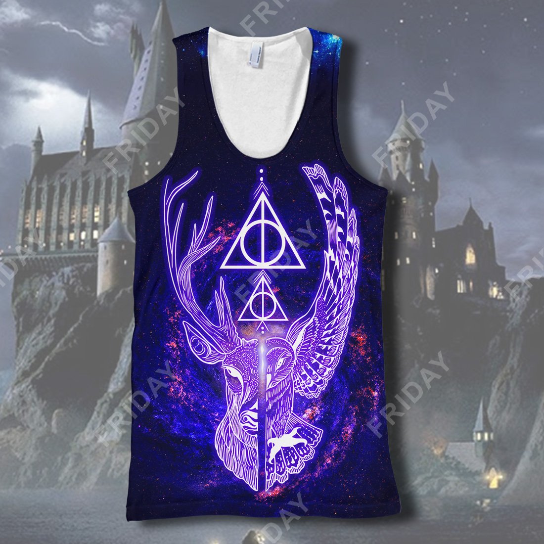 Unifinz HP T-shirt Deathly Hallows Deer And Owl Galaxy T-shirt Awesome High Quality HP Hoodie Sweater Tank 2025