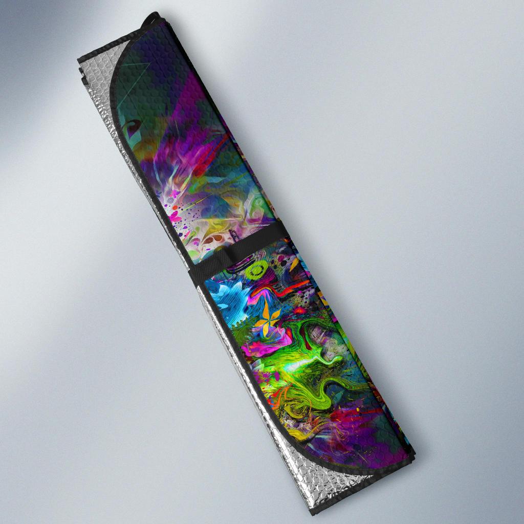 Hippie Car Sun Shade Tree Of Life Illusion Multicolor Windshield Sun Shade
