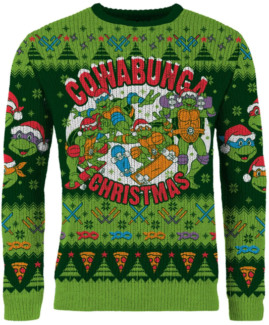 TMNT Sweatshirt Cowabunga Christmas Turtle Shell Sweatshirt Green Unisex
