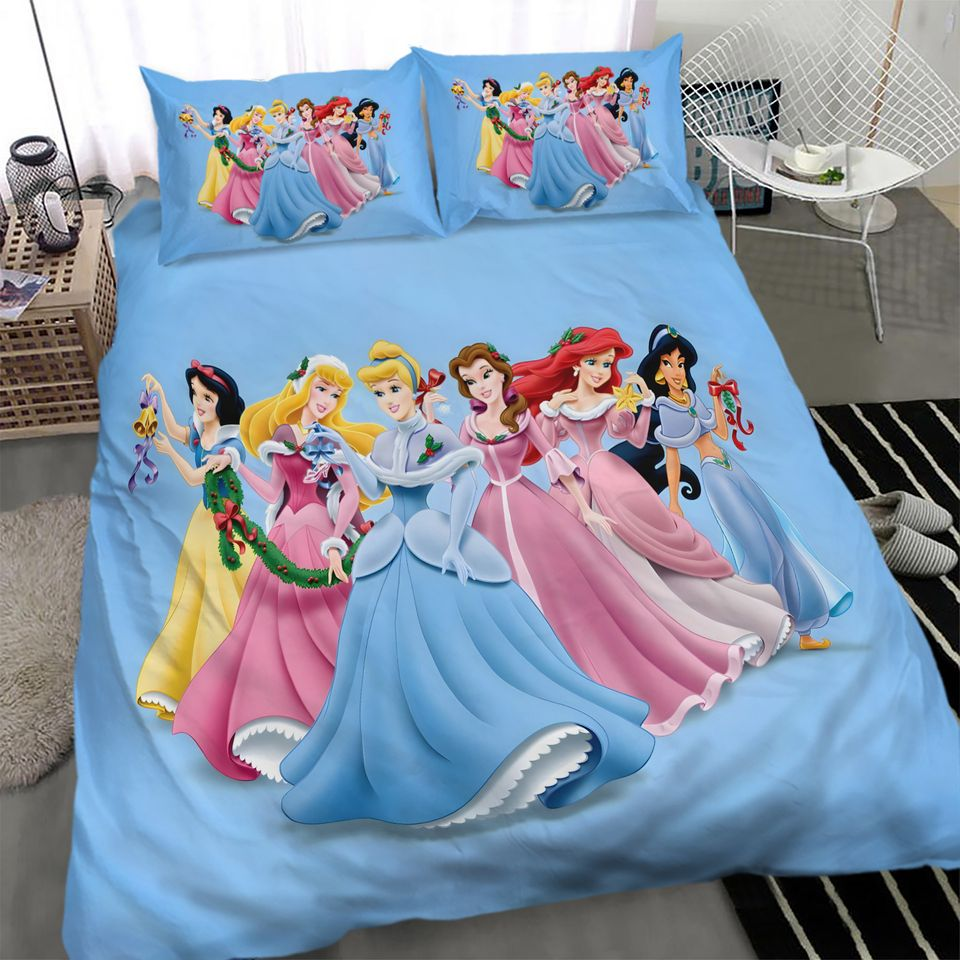 DN Bedding Set Princesses In Winter Clothes Duvet Covers Blue Unique Gift