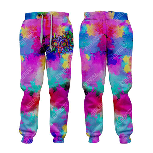 Unifinz Legend Of Zelda Jogger Majora's Mask Tie Dye Sweatpants Legend Of Zelda Pants