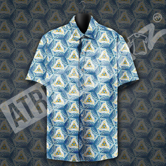 Unifinz Legend Of Zelda Hawaiian Shirt Triforce Pattern Blue Hawaii Shirt Legend Of Zelda  Aloha Shirt 2022