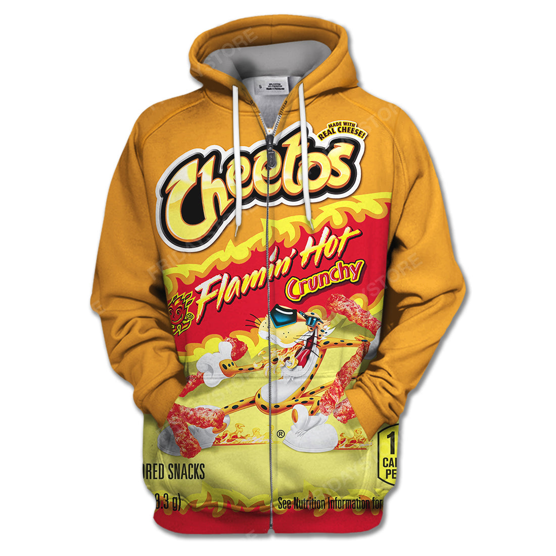 Cheetos T-shirt Cheetos Flaming Hot Crunchy Orange T-shirt Hoodie Adult Full Size Full Print