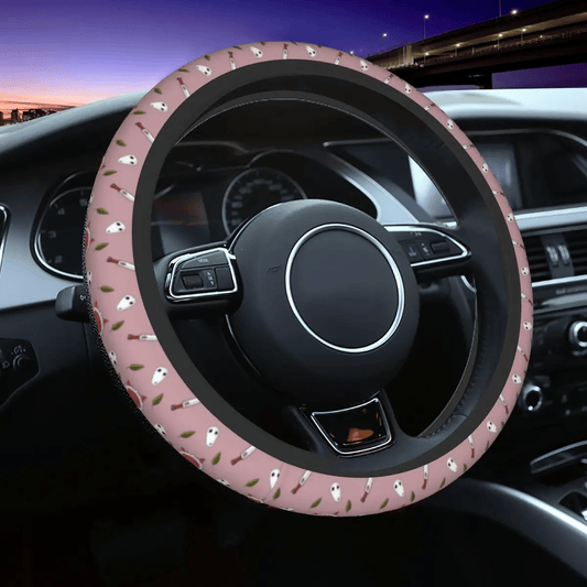 SGhibli Steering Wheel Cover Princess Mononoke Masks Pattern Driving Wheel Cover Pink