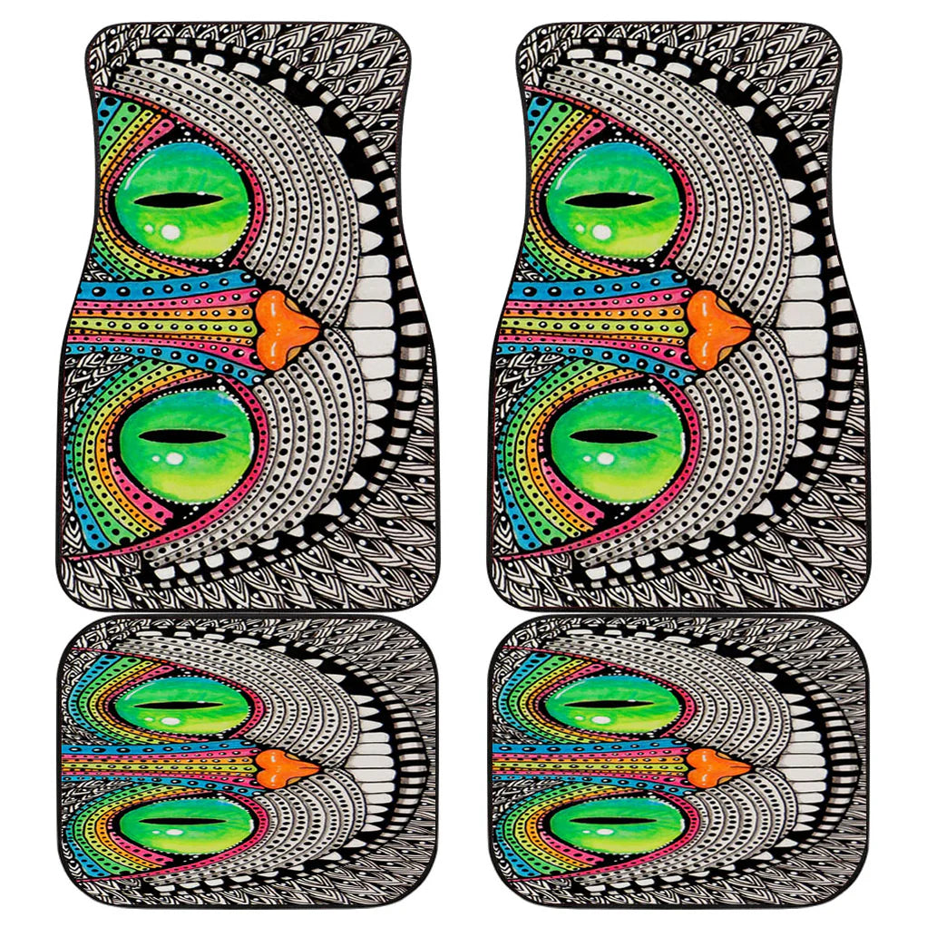 Alice In Wonderland Car Mats Alice In Wonderland Cheshire Cat Mandala Pattern Car Floor Mats Black White