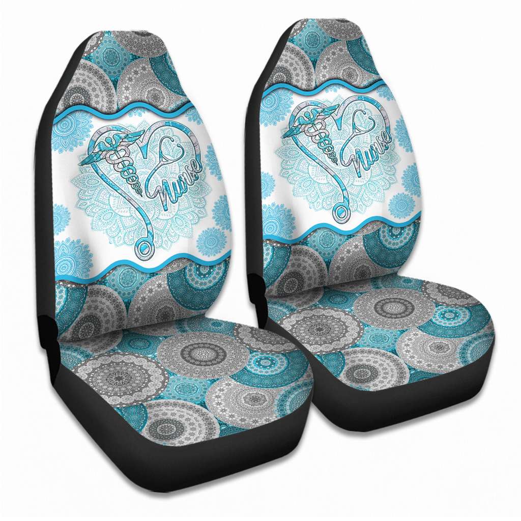 Nurse Car Seat Covers Nurse The Caduceus Symbol Mandala Pattern Seat Covers Blue