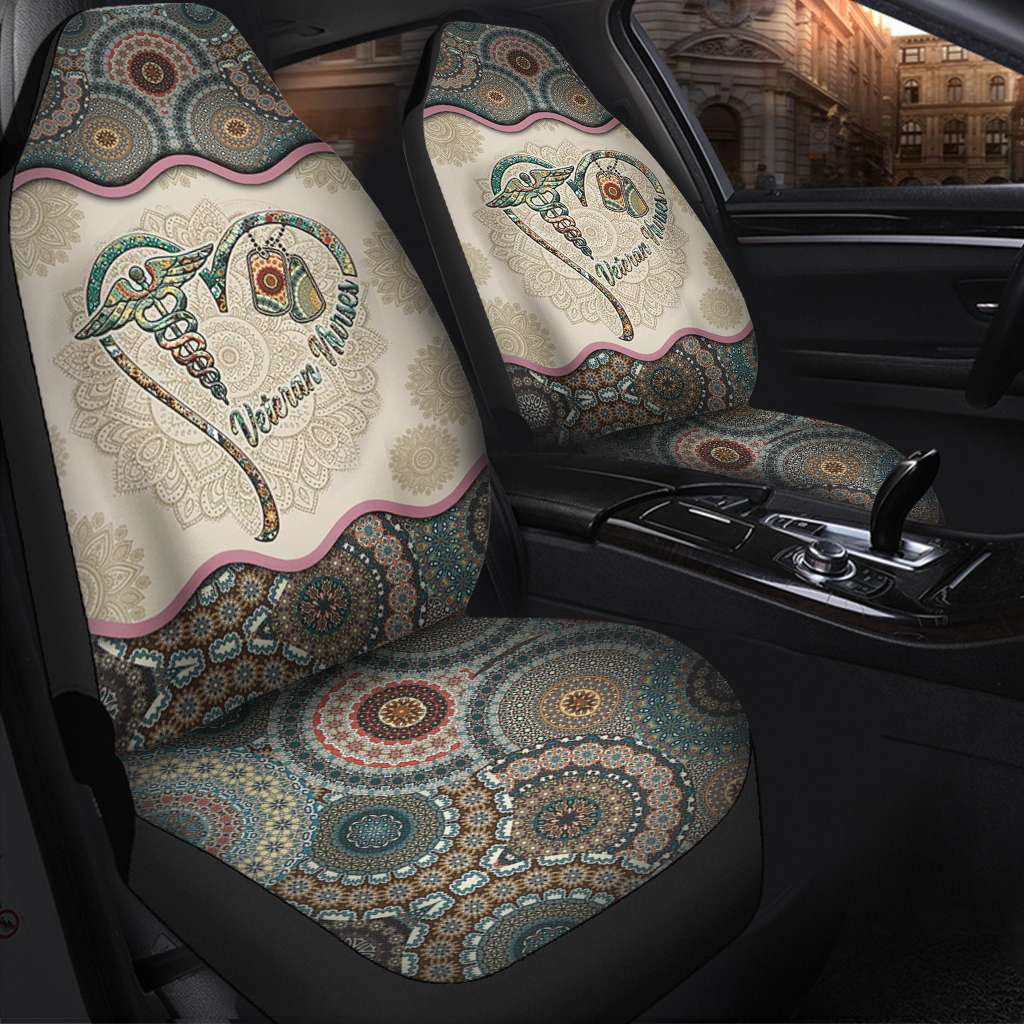 Nurse Car Seat Covers Veteran Nurses Vintage Mandala Seat Covers Green