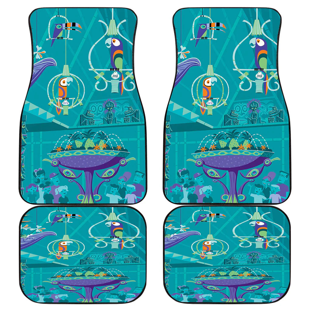 DN Car Mats DN Enchanted Tiki Room Pattern Car Floor Mats Blue