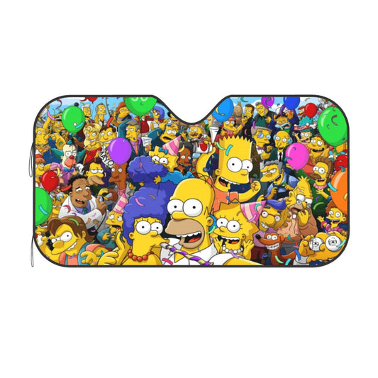 The Simpsons Car Sun Shade All The Sympsons Characters Pattern Winshield Sun Shade Colorful