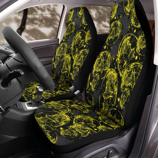 Batman Car Seat Covers DC Batman Logo Doodle Pattern Seat Covers Yellow Black