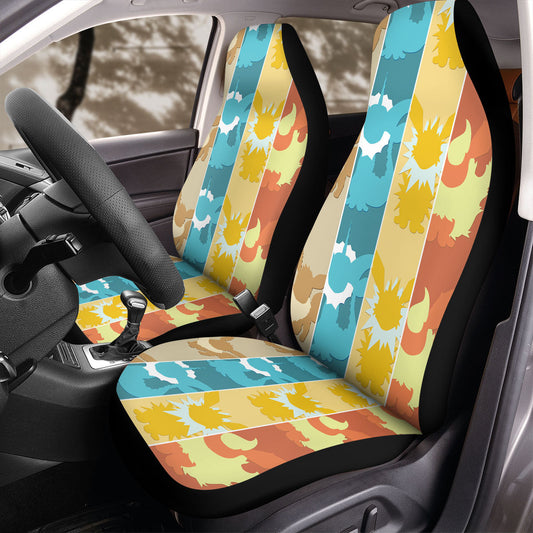 PKM Car Seat Covers Eevee Evolution PKM Silhouette Pattern Seat Covers Colorful