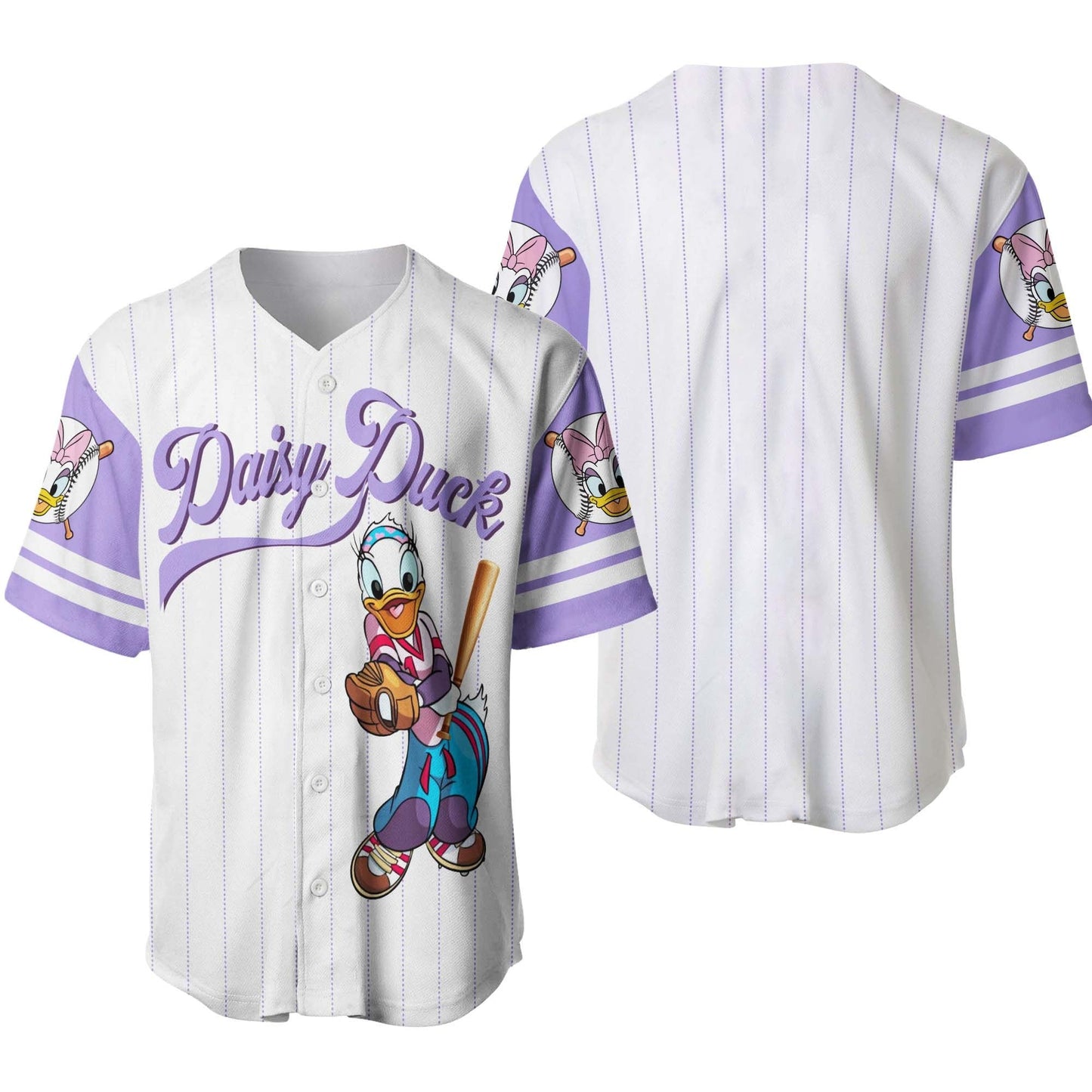 Disney Jersey Disney Daisy Duck Playing Sport As Hitter Character Patterns White Jersey Shirt Disney Baseball Jersey Daisy Duck Baseball Jersey