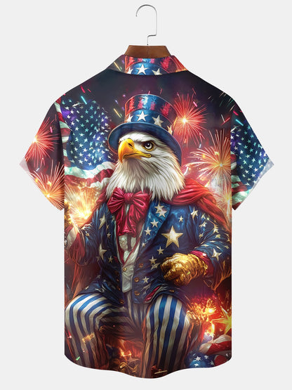 Alohadaddy Holiday American Flag Eagle Independence Day Fireworks Shirt